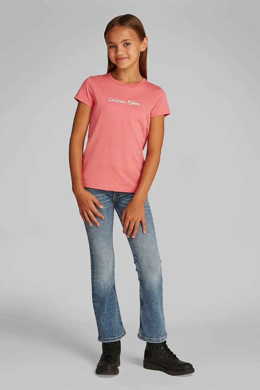 

Хлопковая футболка для детей Calvin Klein Jeans, розовый