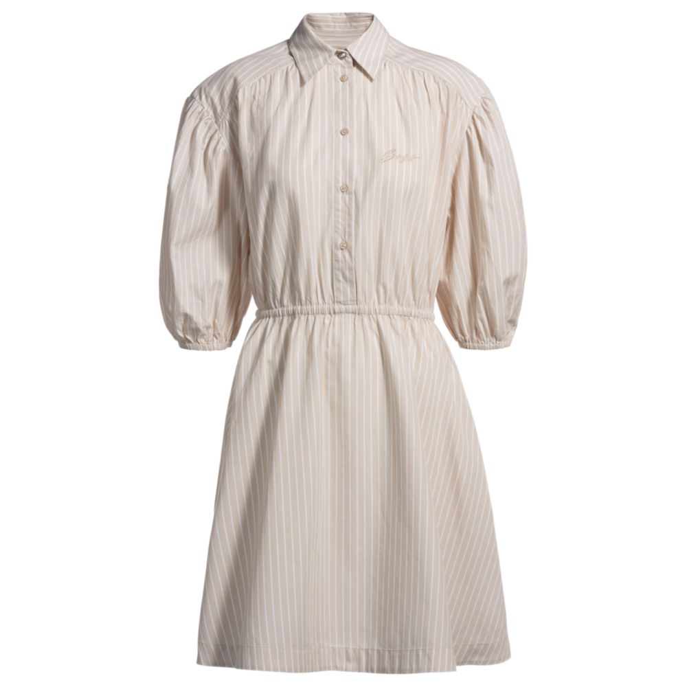 

Платье-рубашка из полосатого хлопка с эластичным поясом BOSS, светло-бежевый