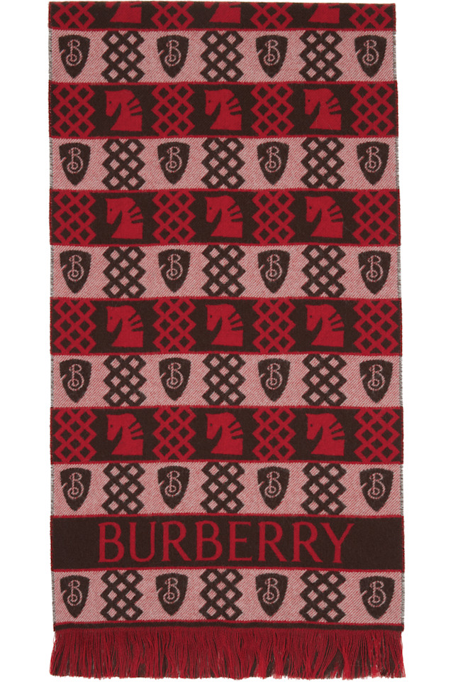 

Burberry Шерстяной шарф с шахматным узором в красно-коричневых тонах