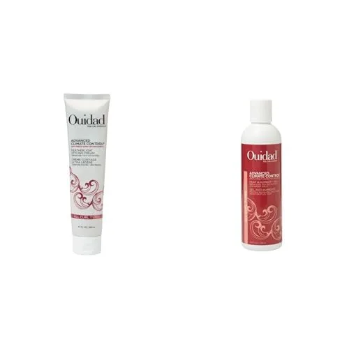 Ouidad Advanced Climate Control Curl Duo: крем для укладки Featherlight 168 мл и гель для сильной фиксации Heat & Humidity 251 мл против пушистости и для четких локонов