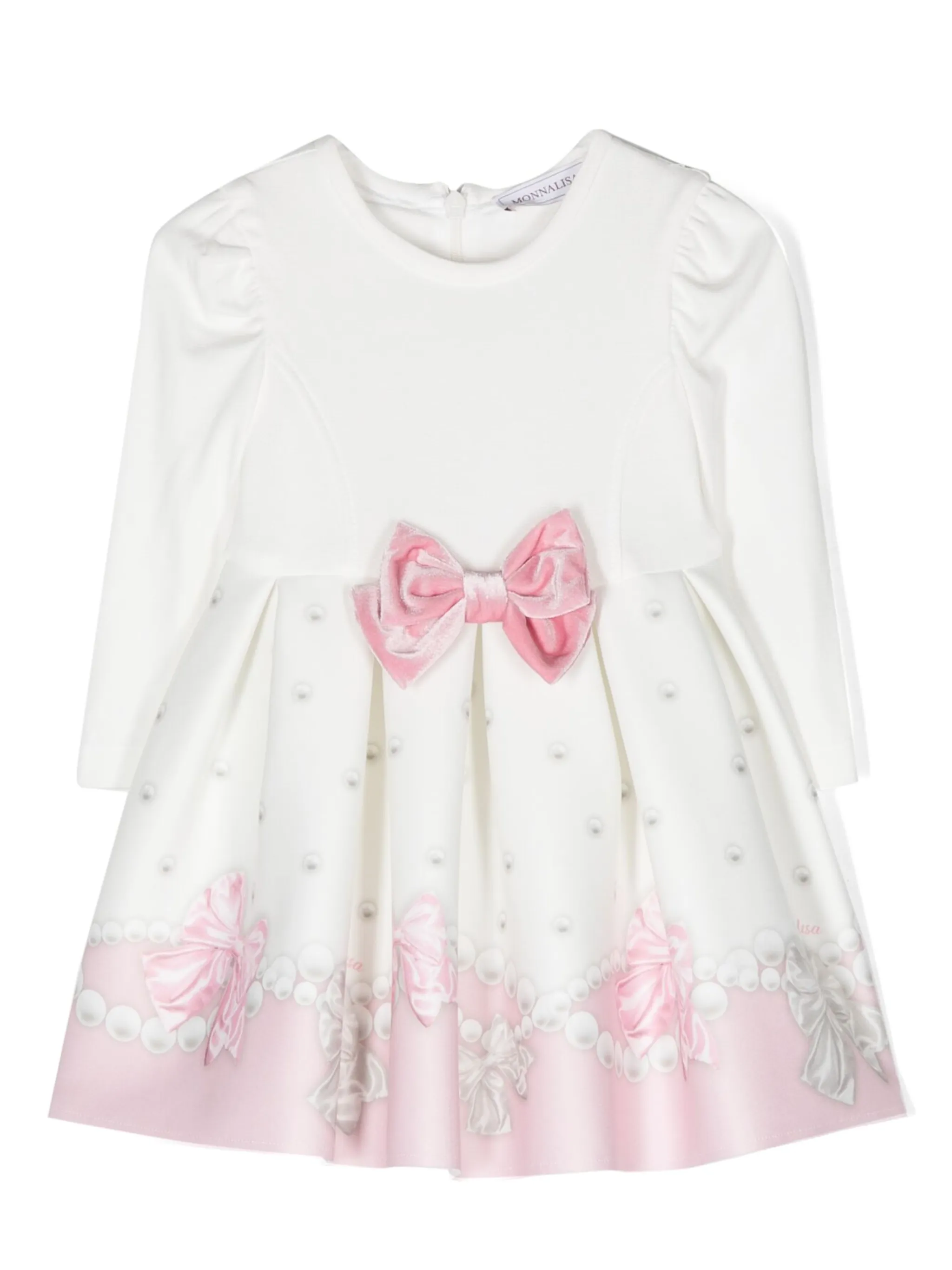 

Платье с длинными рукавами и бантом Monnalisa, белый
