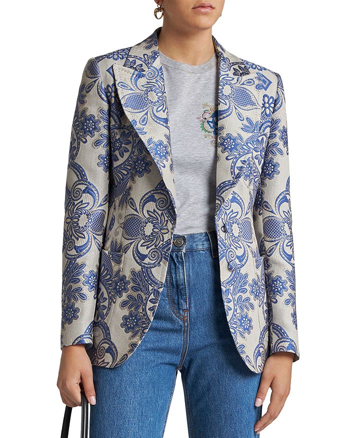 

Блейзер из парчи Etro, синий