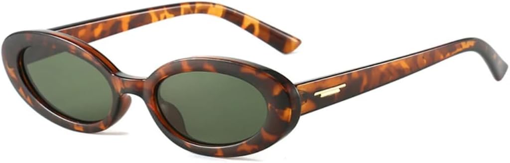 

Популярные модные маленькие овальные солнцезащитные очки для женщин, солнцезащитные очки UV400, винтажные, панк, мужские, с заклепками, трендовые UUPTTPL, Leopard Dark Green