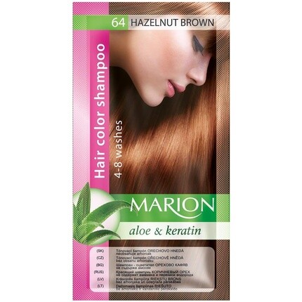 

Шампунь-краска для волос с алоэ и кератином 64 Hazelnut Brown, Marion