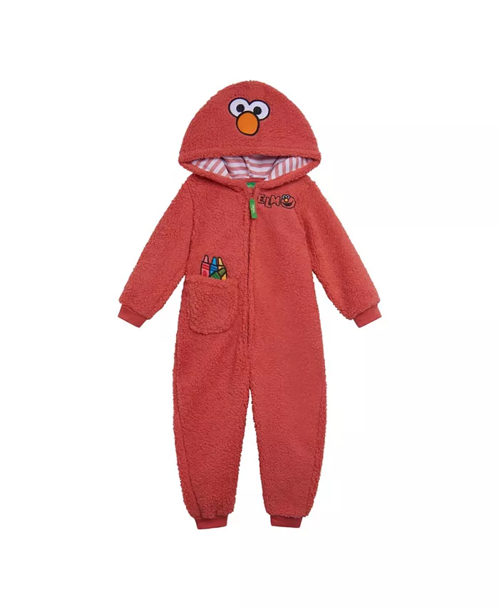 

Уютный комбинезон с подкладкой из шерпы на молнии для косплея Sesame Street, красный