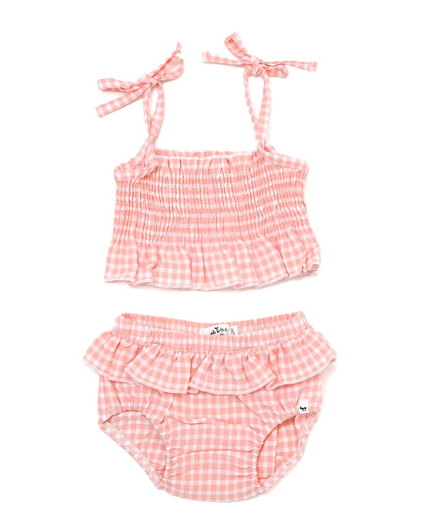 

О детка! Комплект из сарафана в клетку Oh baby!, розовый