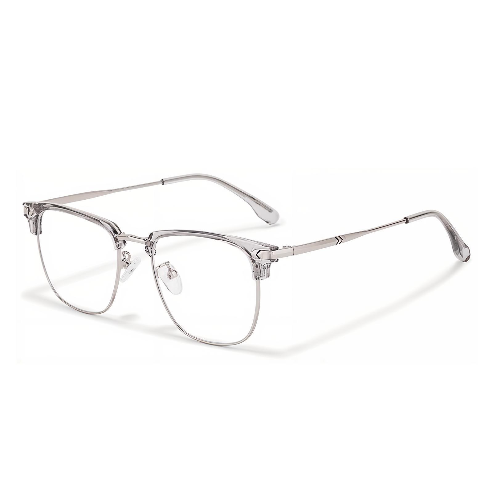 

Sagawa Квадратные очки унисекс, Transparent gray silver - with 0 degree blue light blocking lenses