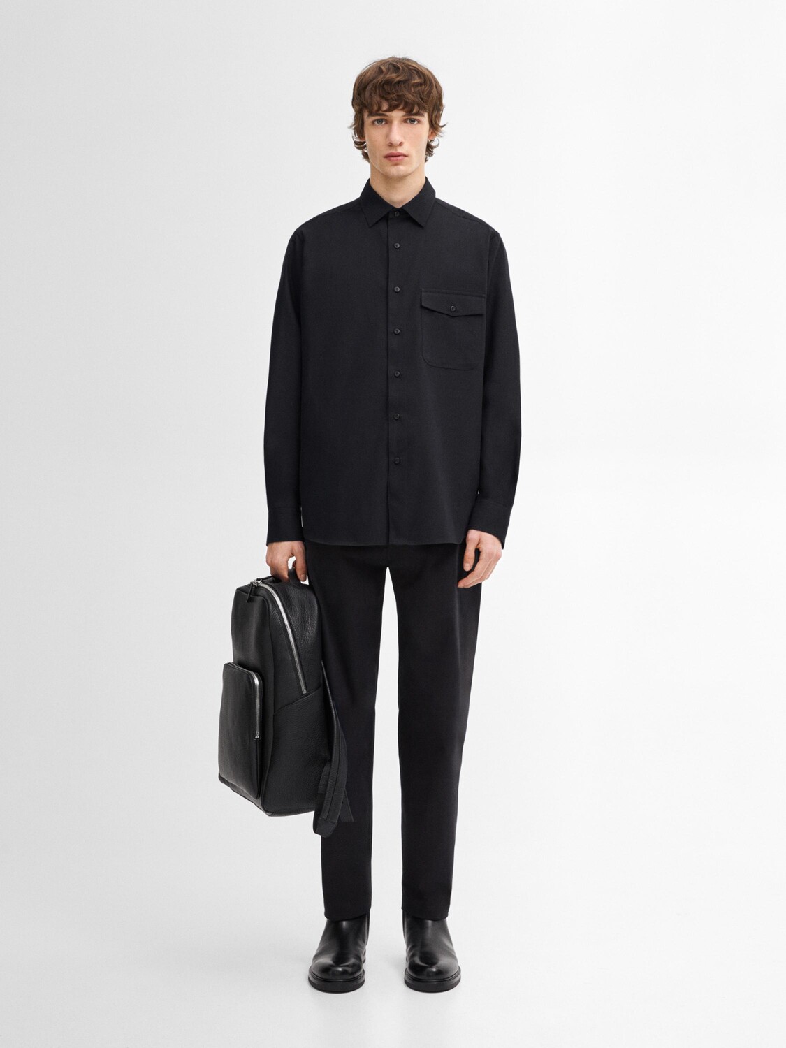 

Рубашка из хлопковой смеси Massimo Dutti, синий