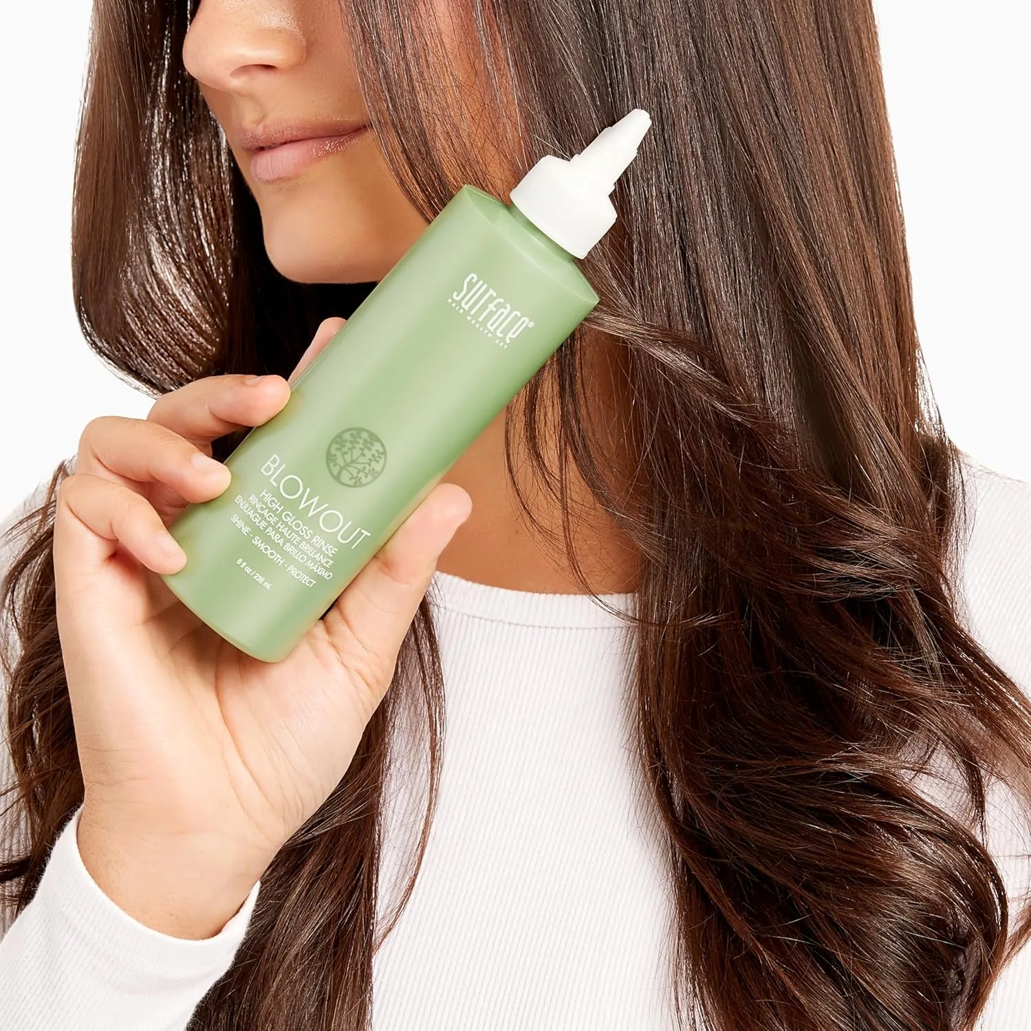 Ополаскиватель для волос SURFACE Hair Blowout High Gloss Rinse - органические ингредиенты для женщин и мужчин, термостойкий, с маслом бабассу для более длительной укладки - 8 жидких унций — фото 3