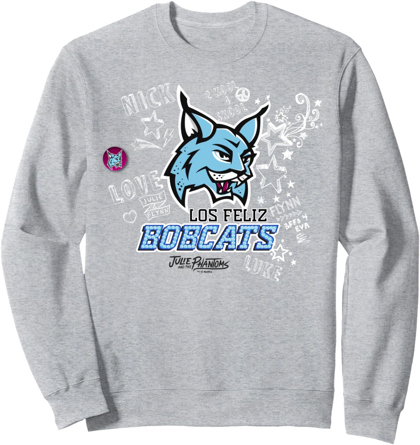 

Толстовка с логотипом команды «Лос-Фелис Бобкэтс» из мультфильма «Джули и Призраки» Julie And The Phantoms, серый