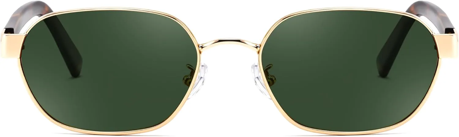 

FEISEDY Модные поляризованные шестиугольные солнцезащитные очки для женщин и мужчин в ретро-оправе с прямоугольной защитой UV400, артикул B4198, Gold/Green