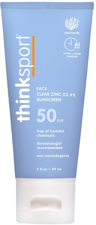

Прозрачное солнцезащитное средство с цинком для лица SPF 50 Thinksport