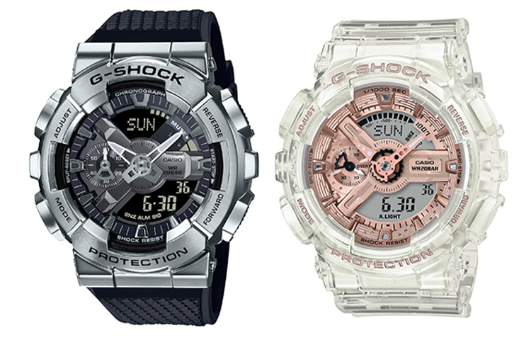 

Кварцевые часы G-SHOCK GM-110-1A+GMA-S110SR-7AER с черным циферблатом и ремешком из смолы унисекс