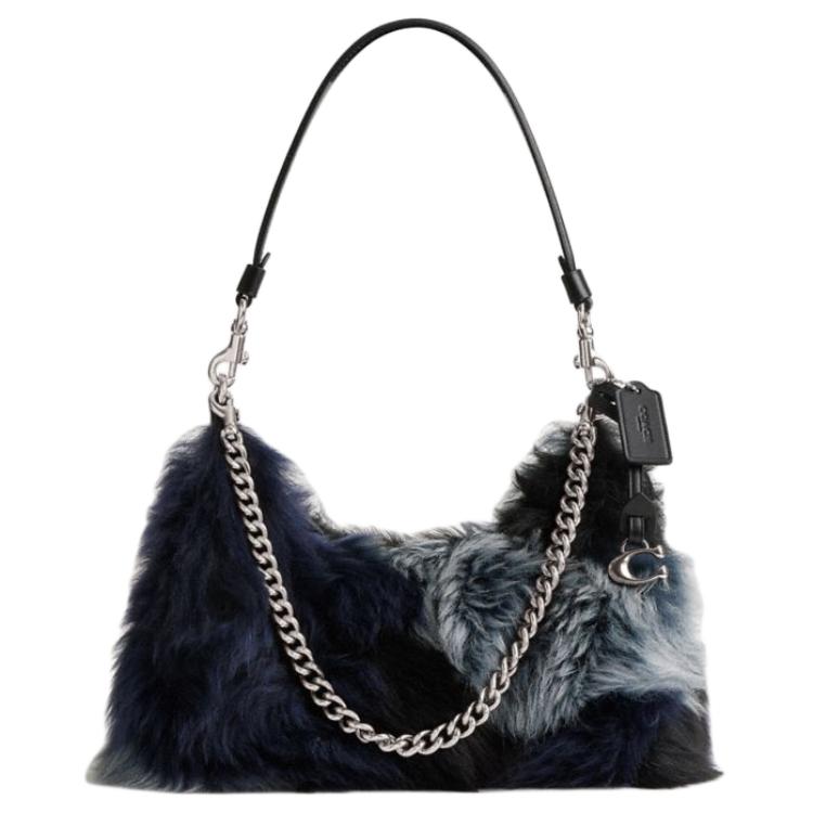 

COACH Дамская переносная сумка через плечо из овчины среднего размера синяя разноцветная