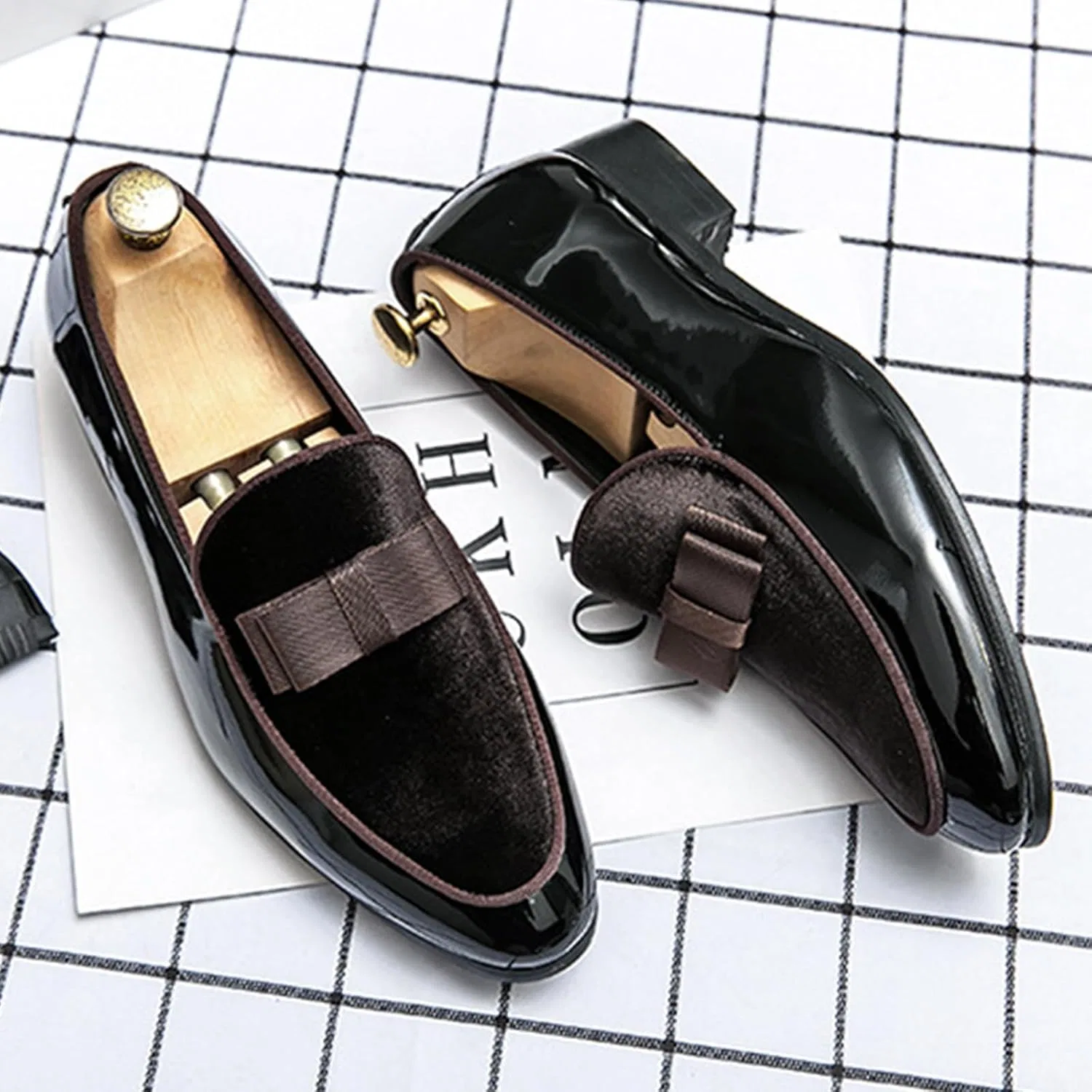 Лоферы мужские, кожа лакированная, Fashion Tuxedo Brown TMSNGLSMI — фото 3