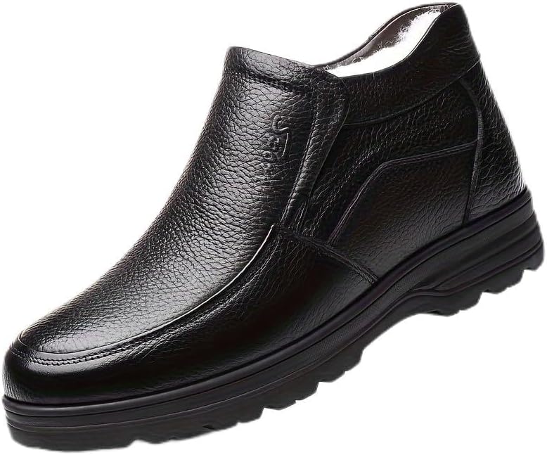 

Мужские повседневные ботинки больших размеров, однотонные, устойчивые к износу и скольжению, на молнии или без застежки, с меховой подкладкой для прогулок на улице, осенью и зимой Azttoztto, черный