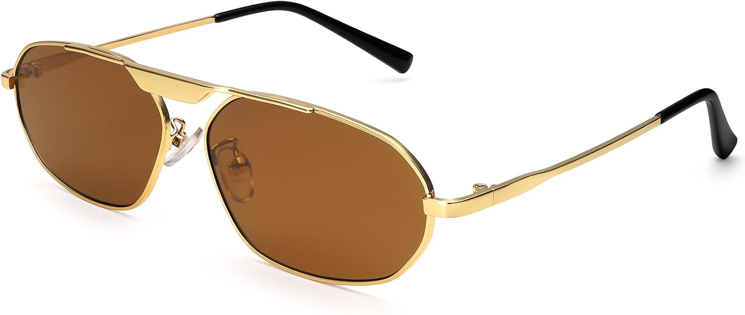 

Модные овальные солнцезащитные очки Dollger для женщин и мужчин в стиле ретро, ​​маленькая овальная оправа-авиатор, металлические дизайнерские очки в стиле 90-х, Gold Brown