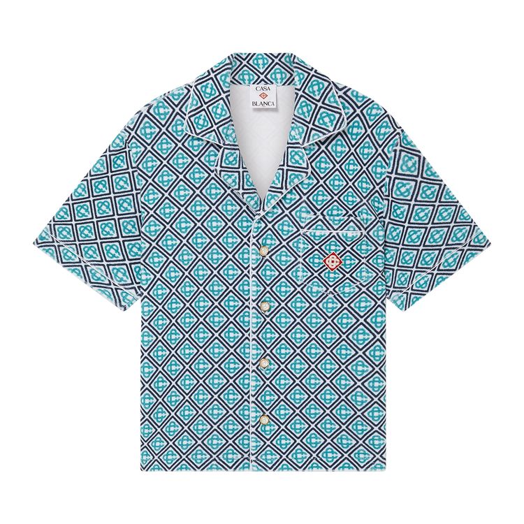 

Рубашка Casablanca Monogram Towelling Shirt 'Turquoise', синий