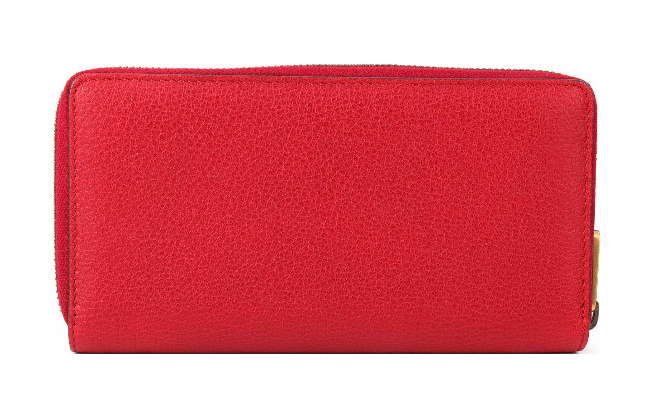 GUCCI Кожаный кошелек Cow Leather Unisex красный — фото 4