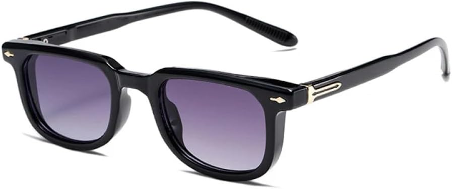 

Модные квадратные женские солнцезащитные очки в винтажном стиле для мужчин, защита от УФ-излучения UV400, трендовые солнцезащитные очки, черные и серые, размер M UOVSAW, Black Gray