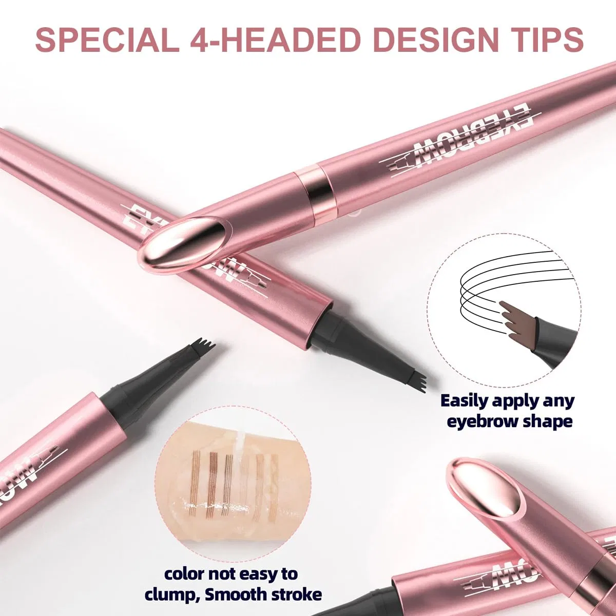 Водостойкий карандаш для бровей Microblading с 4 микро-наконечниками Comioke, 01# Light Brown — фото 3