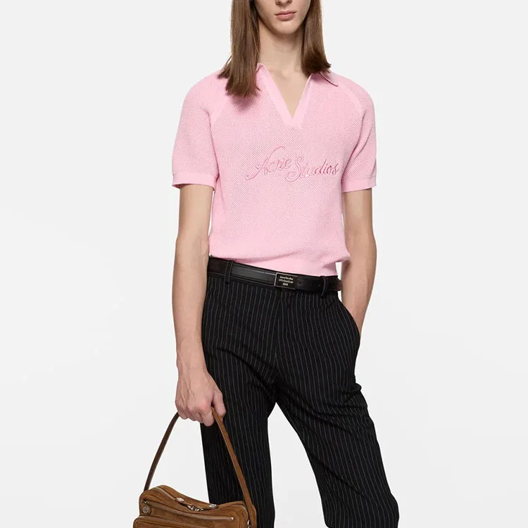 Свитер с v-образным вырезом с вышивкой Acne Studios, Pink — фото 3