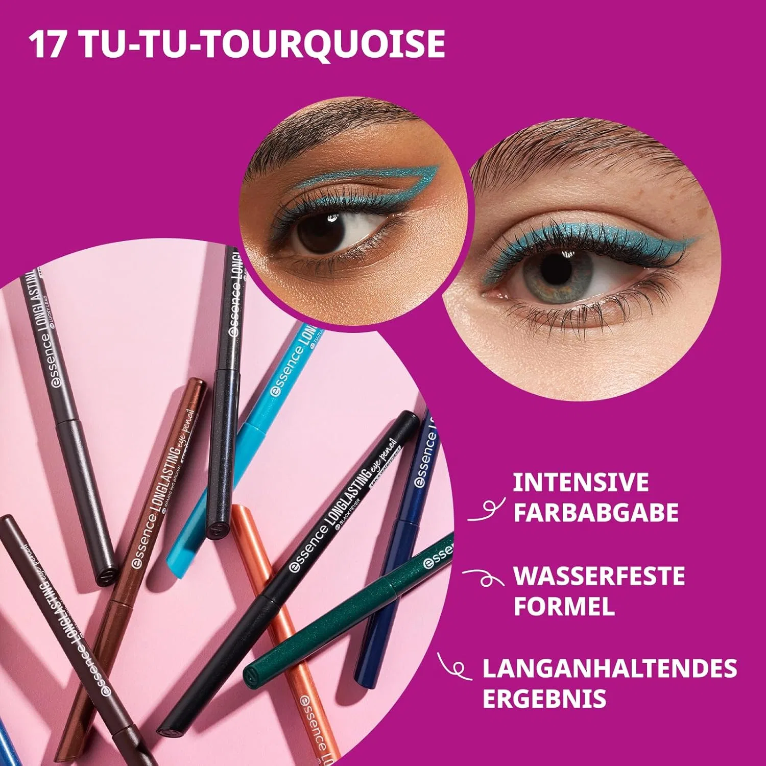 Водостойкий карандаш для глаз «Long-Lasting Eye Pencil» от Essence Essence, Turquoise/Excursion (Getaway Solids) — фото 4