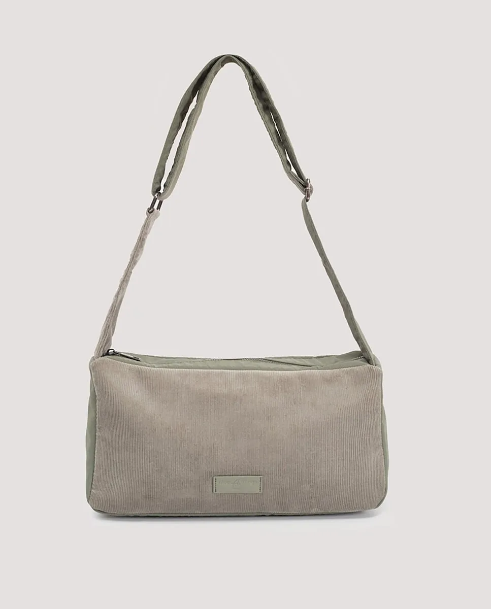 

Большая женская сумка через плечо из вельвета на молнии и кармане Nice Things, серый