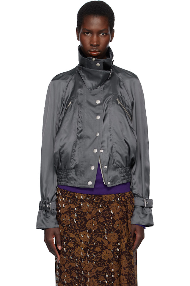 

Атласная бомбер-куртка Dries Van Noten, цвет raf