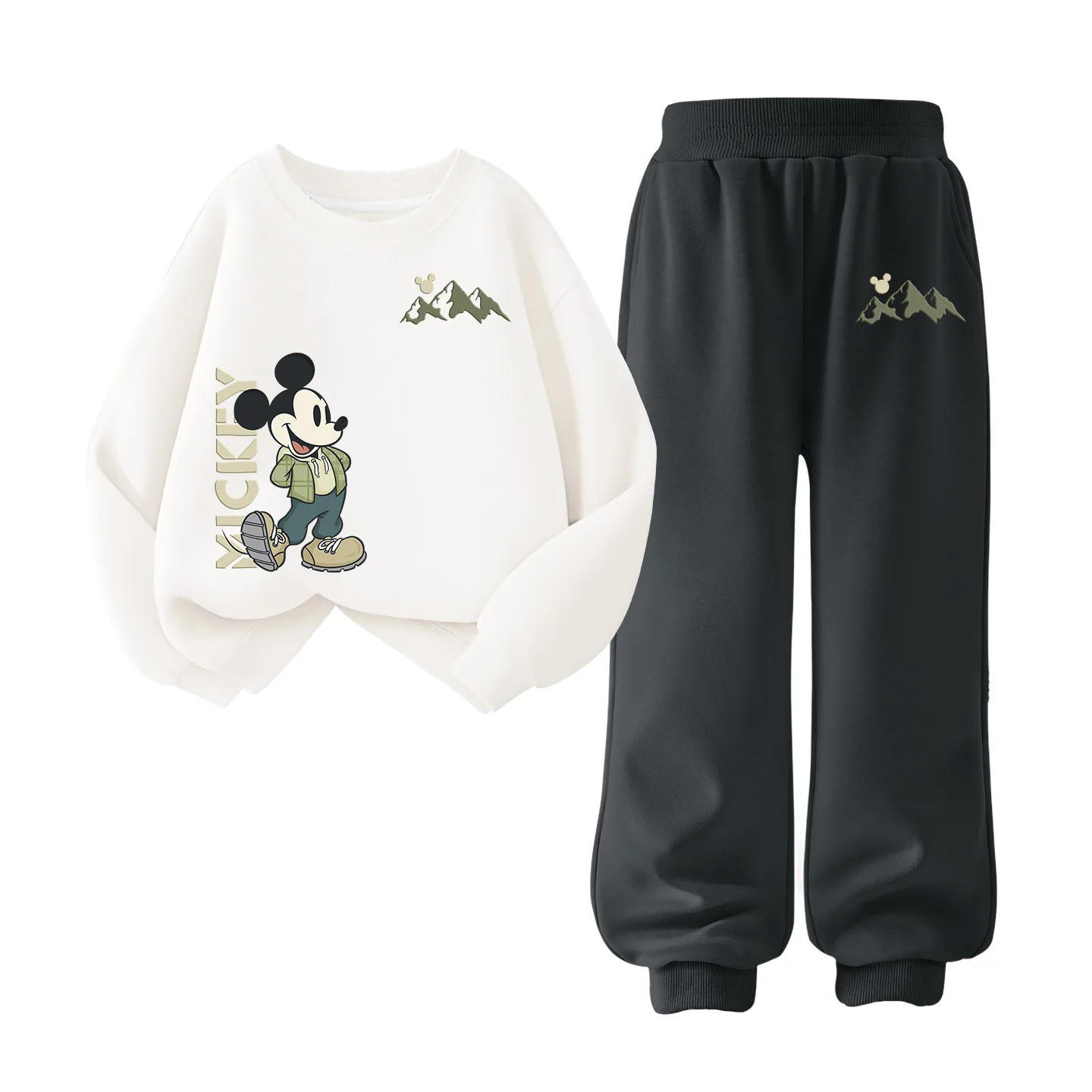 Детская повседневная спортивная футболка с круглым вырезом Disney, Di Yuanxing White+Di Trail Running Mickey Mouse K Gray — фото 2