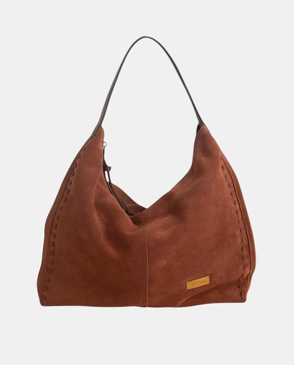 

Сумка-хобо из спилка на молнии Volum, коричневый