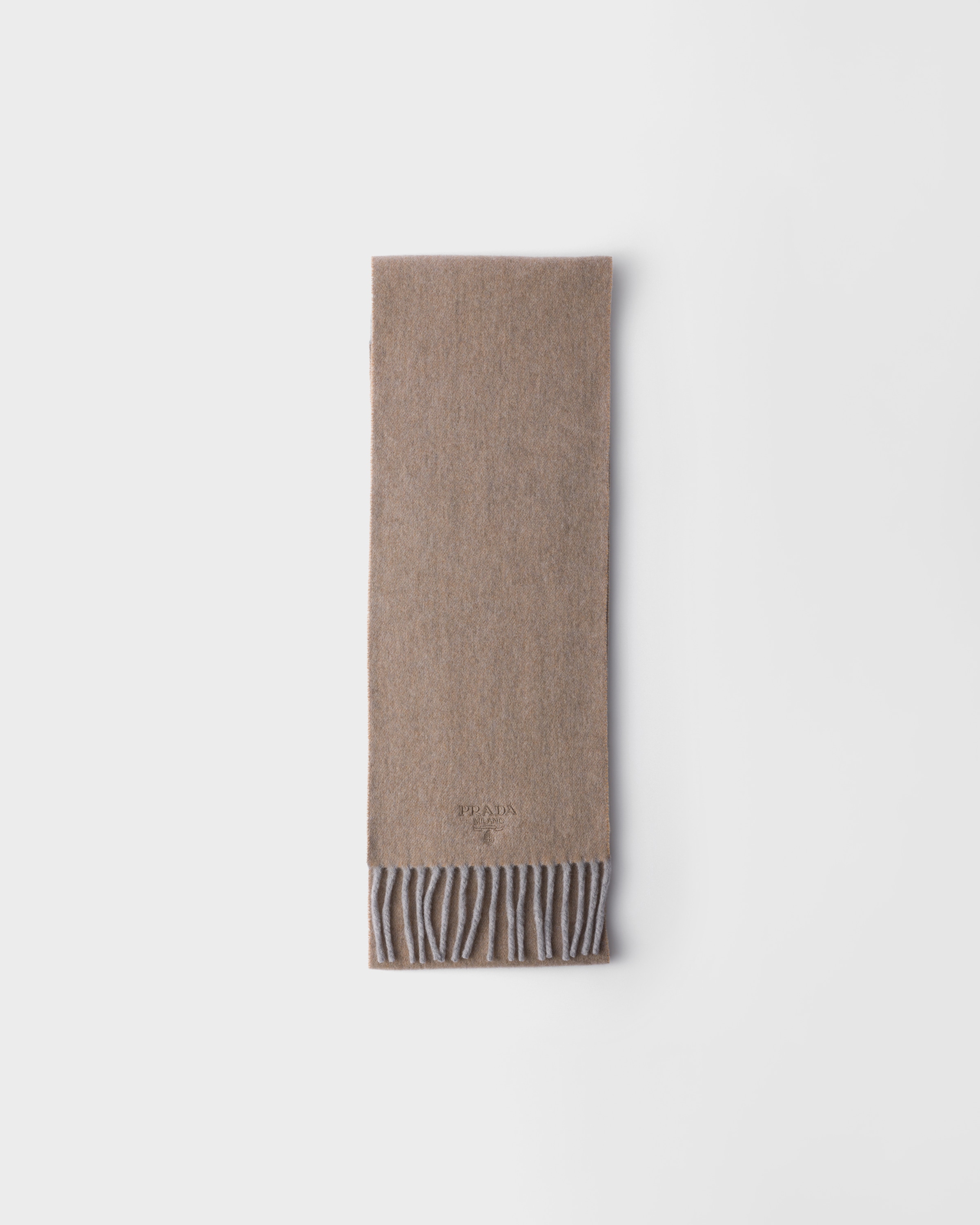 

Шарф из кашемира и шерсти Prada, серо-бежевый / облачно-серый