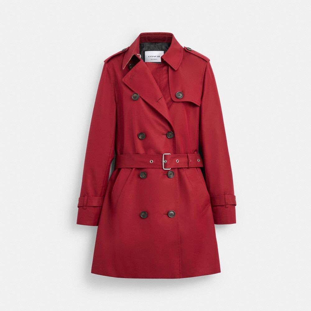 

Плащ Coach Solid Mid Trench, цвет Ruby