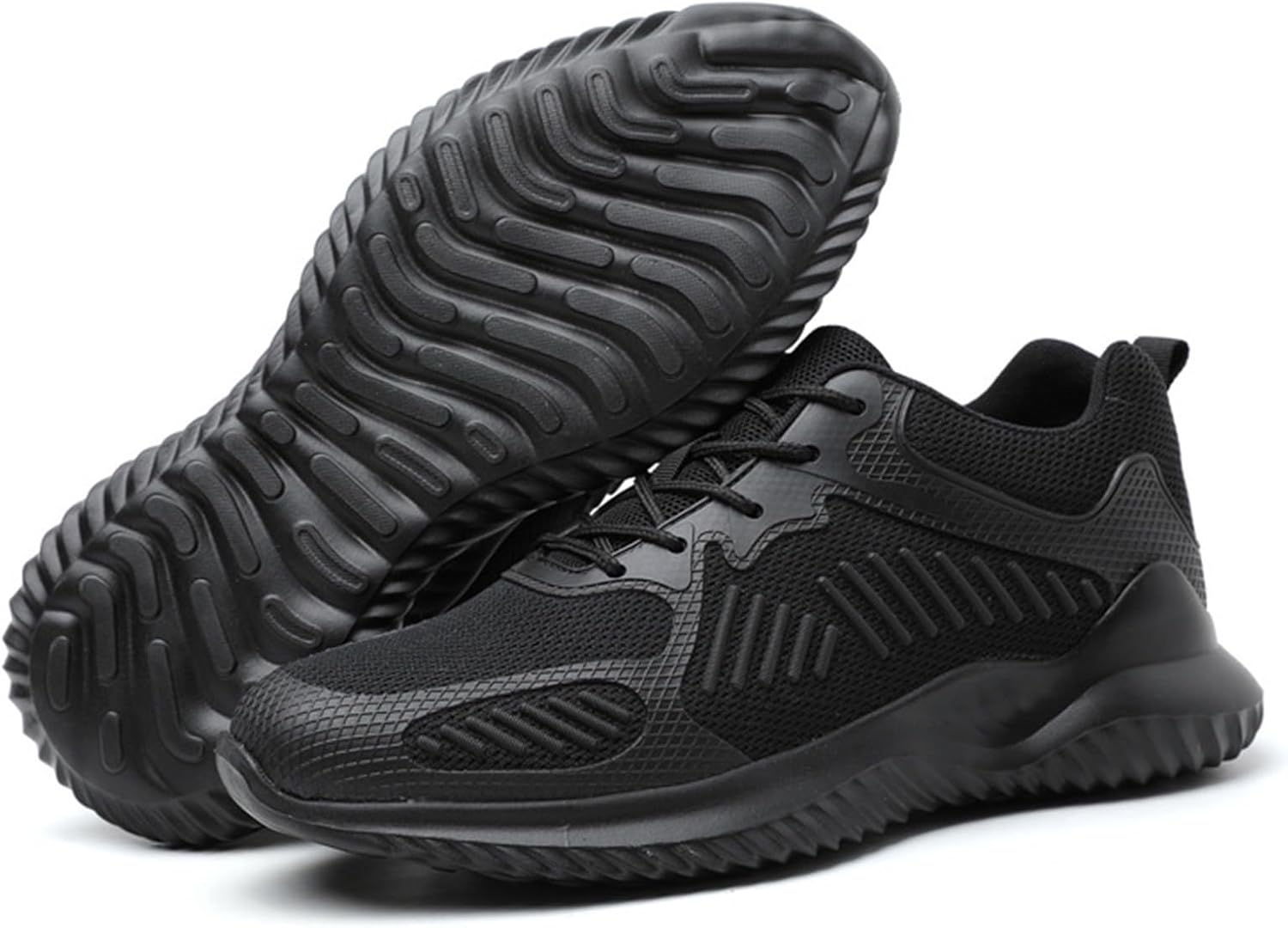 

Мужские ботинки со стальным носком, повседневные легкие кроссовки со стальным носком для мужчин, удобная дышащая защитная обувь для мужчин, противоскользящая/защита от проколов Wcxty, черный