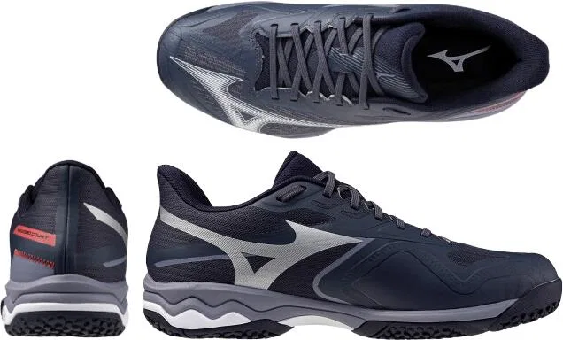 Теннисные кроссовки «Wave Exceed Court Wide OC» от Mizuno, 05 (Gray X Blue X Coral) — фото 3