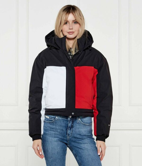

Куртка женская Tommy Jeans Челси с капюшоном укороченная, черный