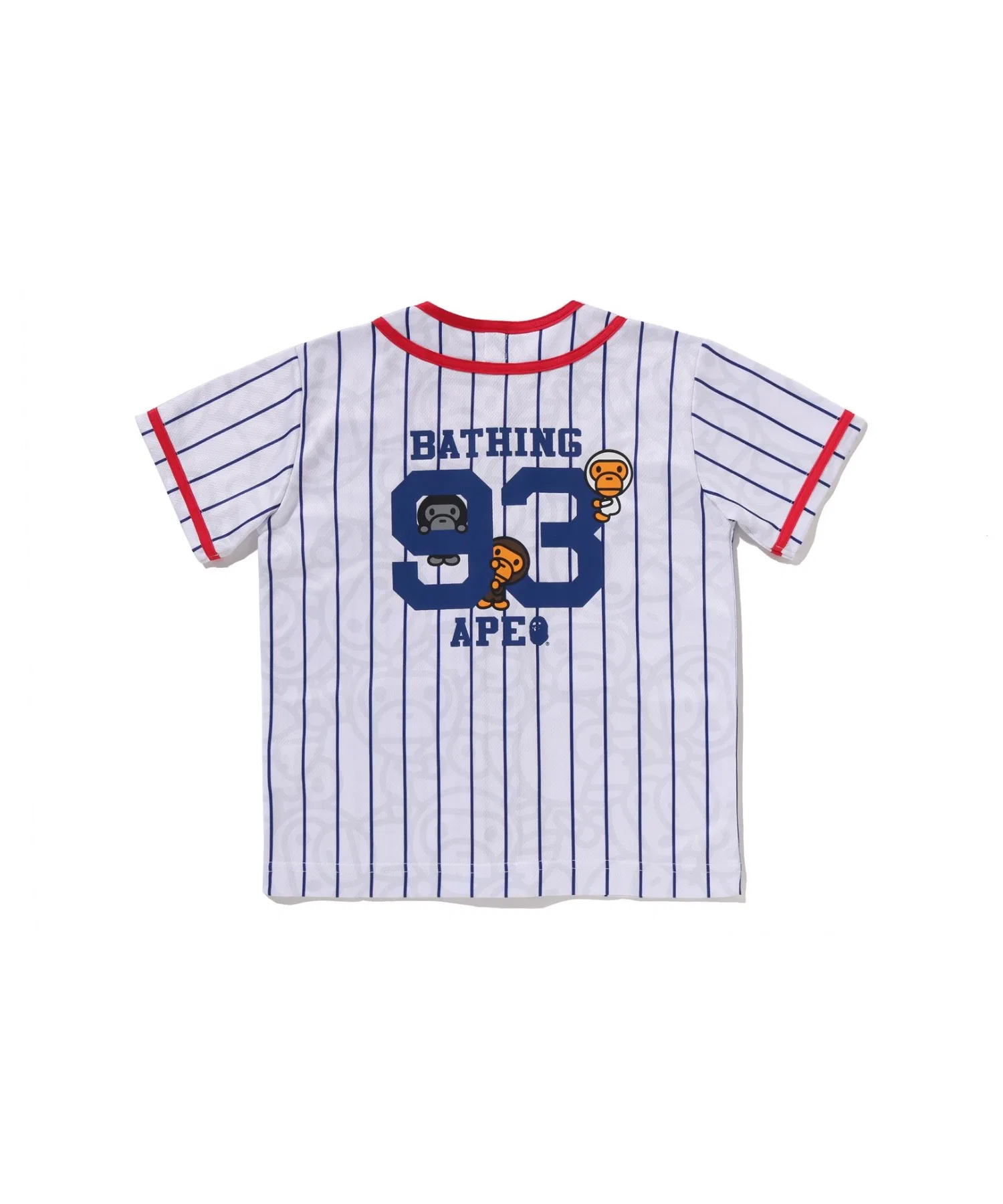 Детская полосатая футболка A BATHING APE с принтом BABY MILO белая — фото 2