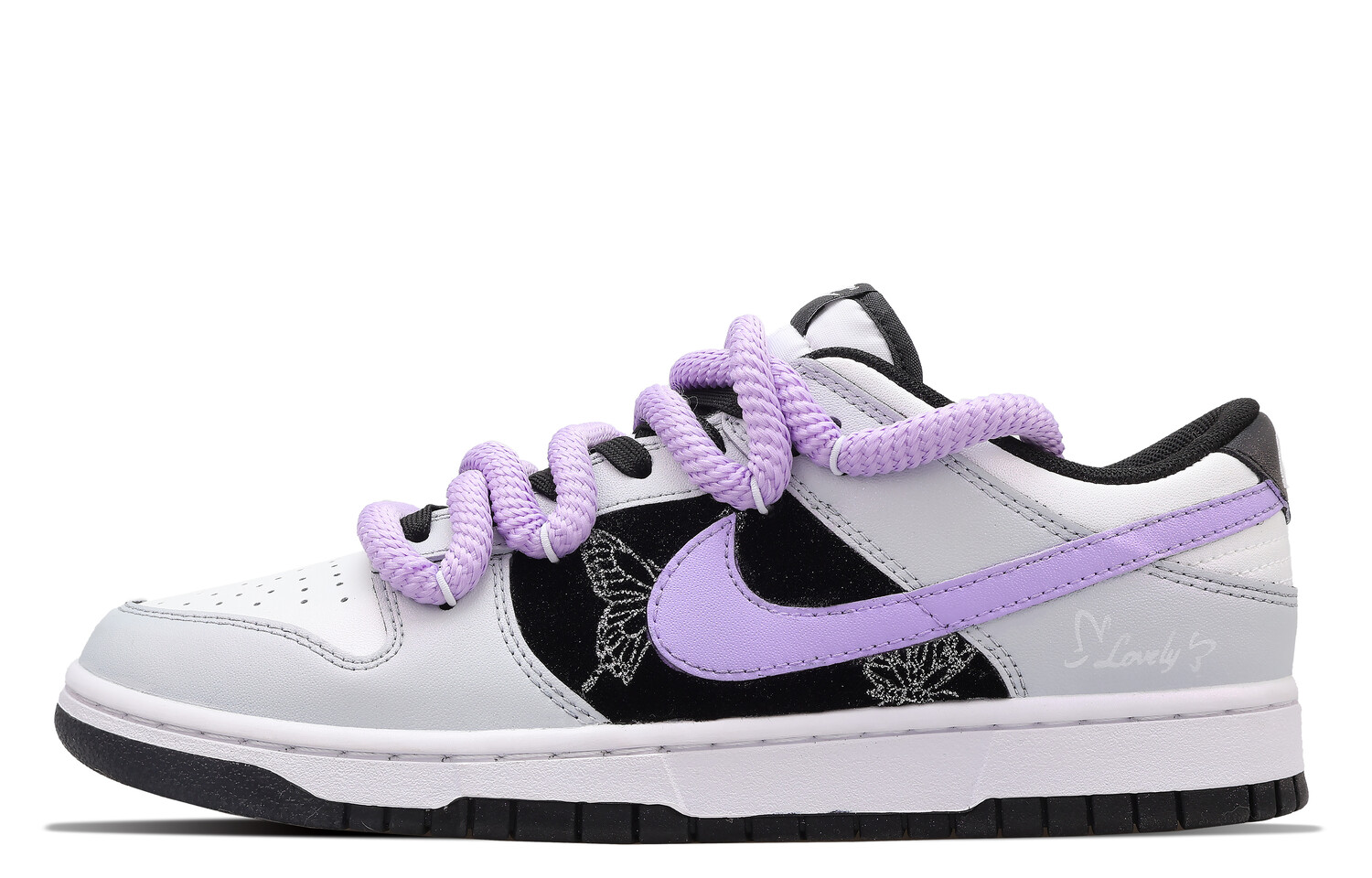 

Кроссовки Nike Dunk Skateboarding Shoes Women's Low-top Black, фиолетовый
