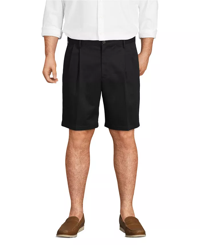 

Шорты-чинос с заутюженными складками спереди и комфортной посадкой на талии Big & Tall No Iron 9" Lands' End, черный