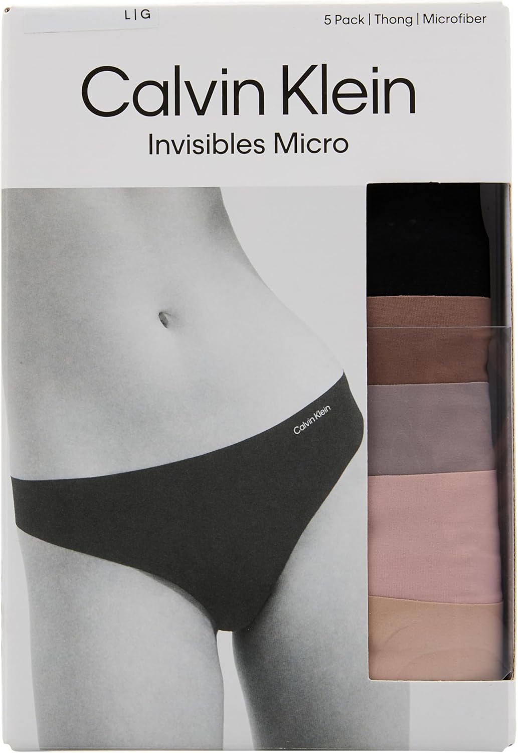 Женские бесшовные трусики-стринги Calvin Klein Invisibles, 5 шт., Black/Cavernstone/Grey Sand/Subdued/Cedar — фото 2