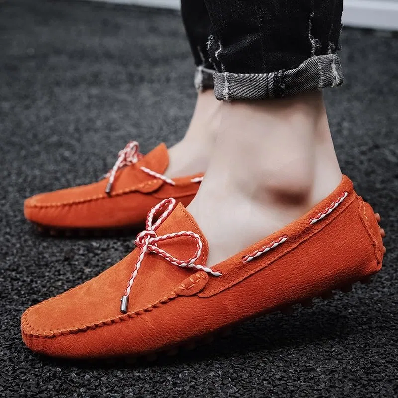 Мокасины замшевые мужские Driving Loafers, оранжевый SayfuR — фото 4