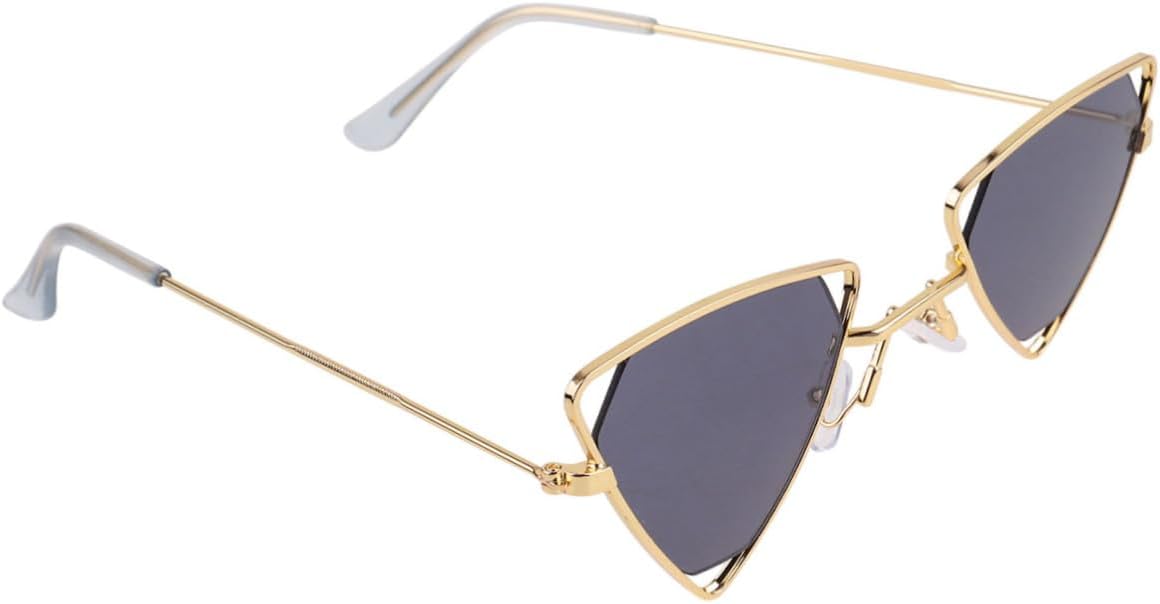

Солнцезащитные очки FRCOLOR в треугольной металлической оправе для женщин. Стильный дизайн с защитой от УФ-излучения, ажурная конструкция, серые линзы. Идеально подходят для лета и активного отдыха на природе, Golden