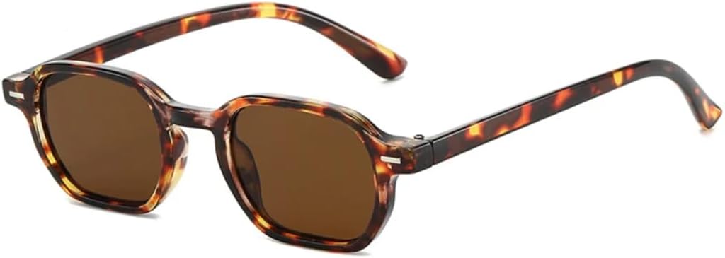 

Модные квадратные солнцезащитные очки конфетных цветов для женщин, защита от УФ-излучения UV400, винтажные заклепки, для мужчин, градиентный леопардовый принт TVTBBVV, Leopard Tea