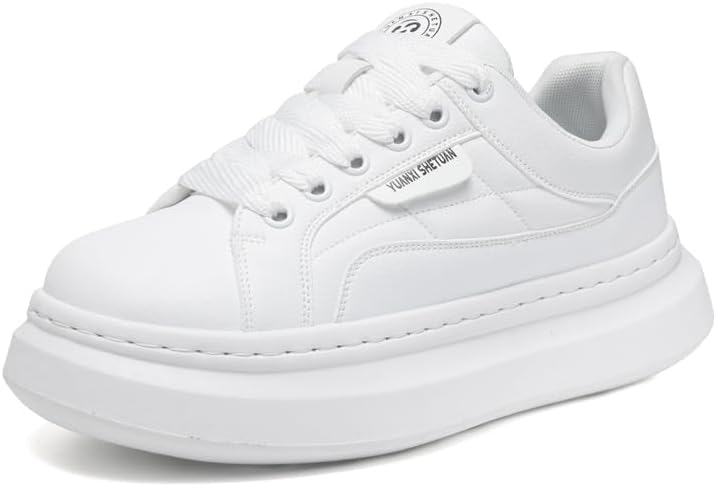 

Кроссовки на платформе, белые повседневные прогулочные туфли с приподнятой подошвой, шнурованные модные спортивные кроссовки Generic