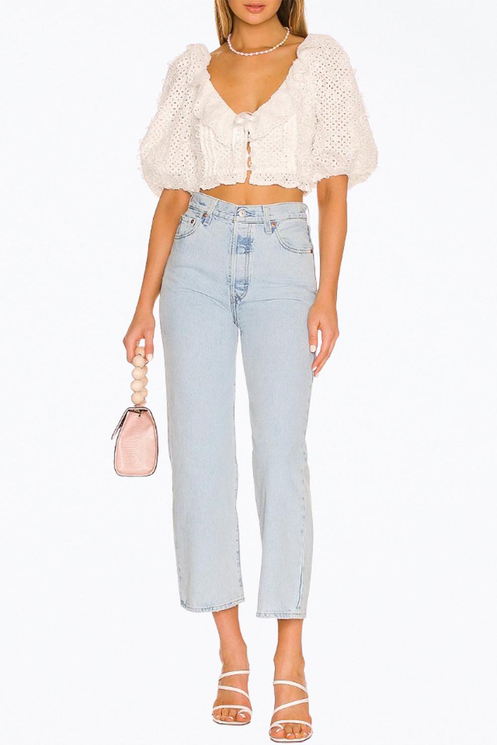 

Укороченный топ Cassie Eyelet белого цвета for Love & Lemons