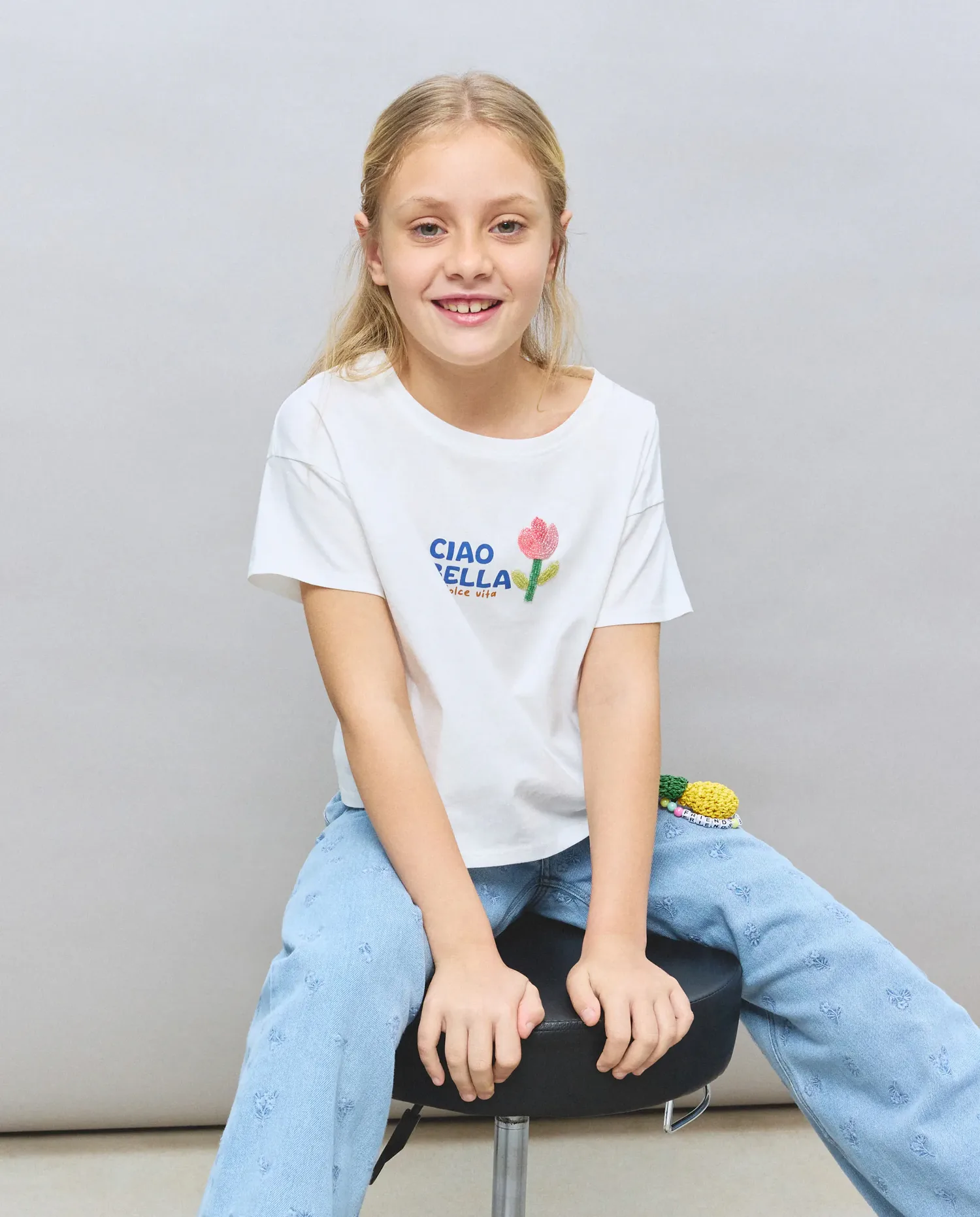 Футболка с коротким рукавом с детской фантазией из бусин Kids El Corte Inglés, белый — фото 2