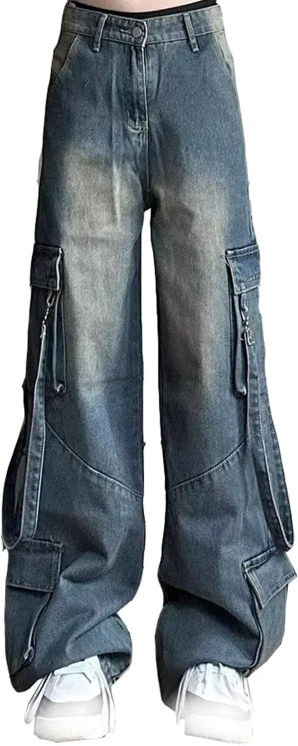 

Женские багги карго джинсы с высокой талией и широкими штанинами Prolychil