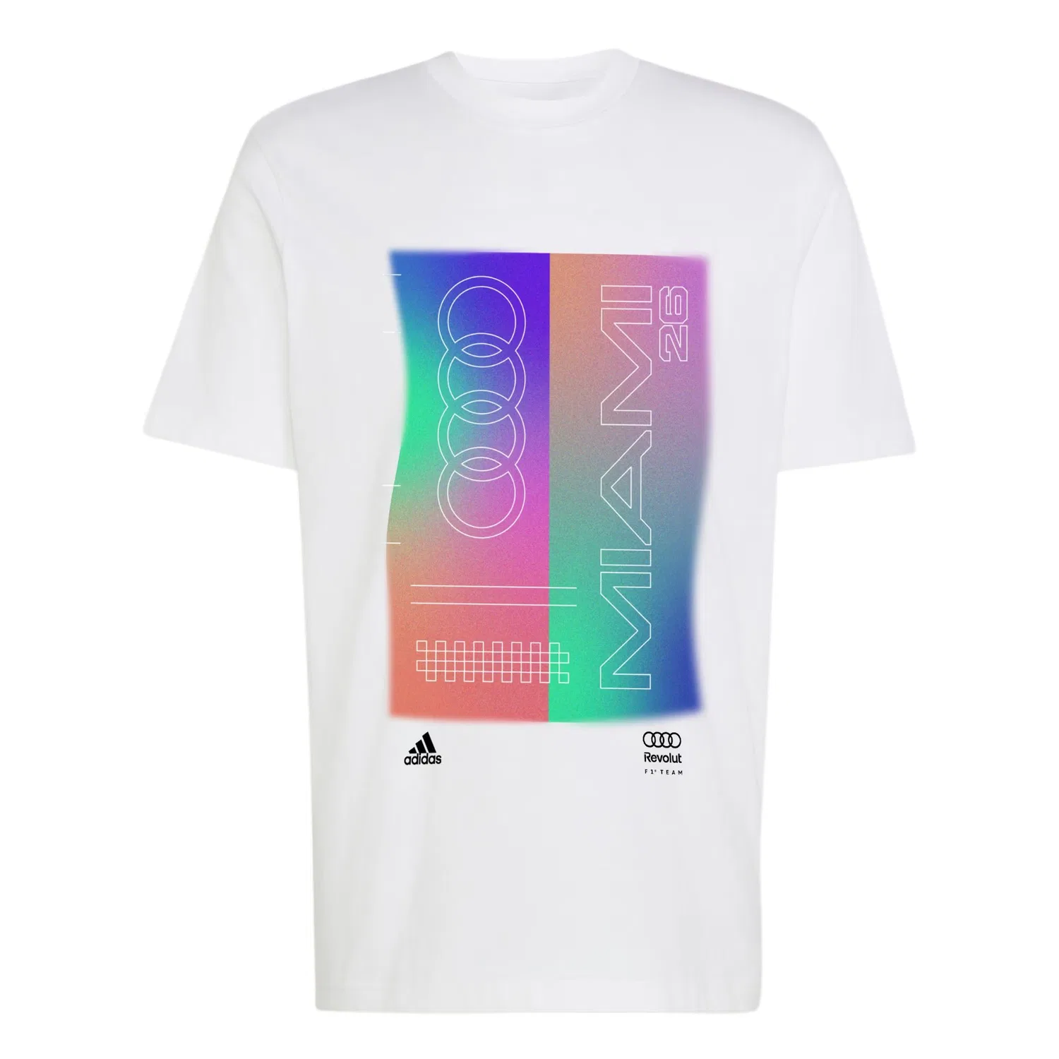 Футболка гоночная REVOLUT F1 TEAM TEAMGEIST Adidas белая/розовая/зеленая/фиолетовая