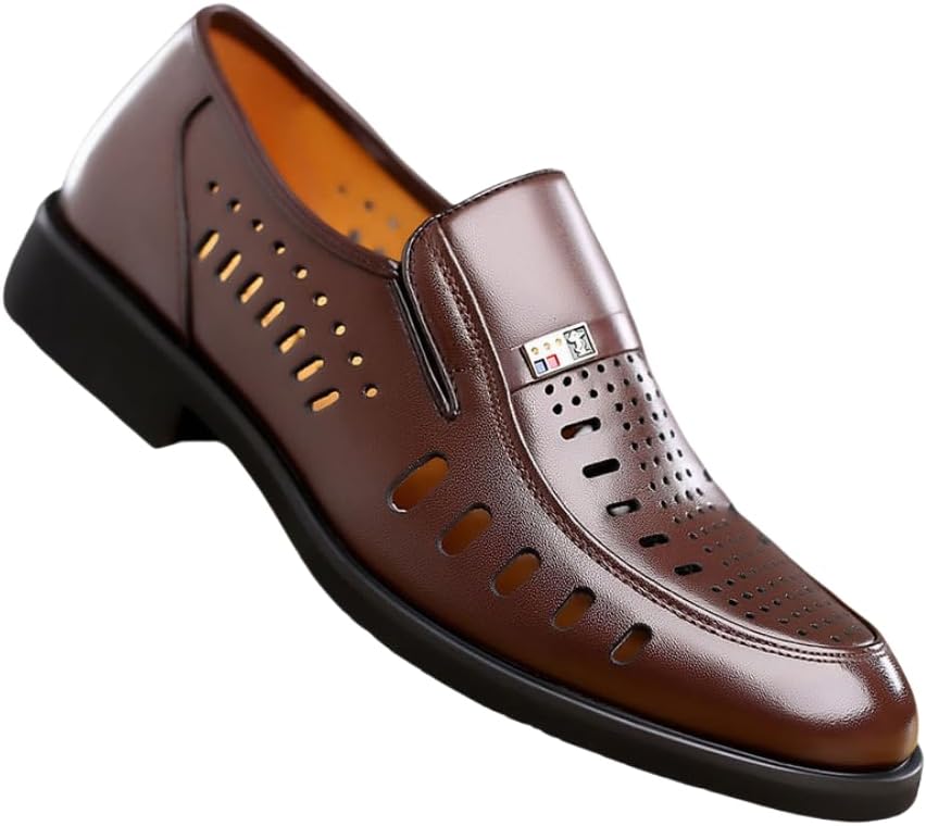 

Мужские туфли-слипоны Hhhchpm с вырезом, износостойкая нескользящая обувь для деловых встреч, светло-коричневый