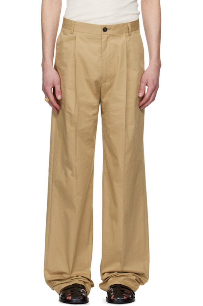 

Бежевые брюки со складками Dries Van Noten